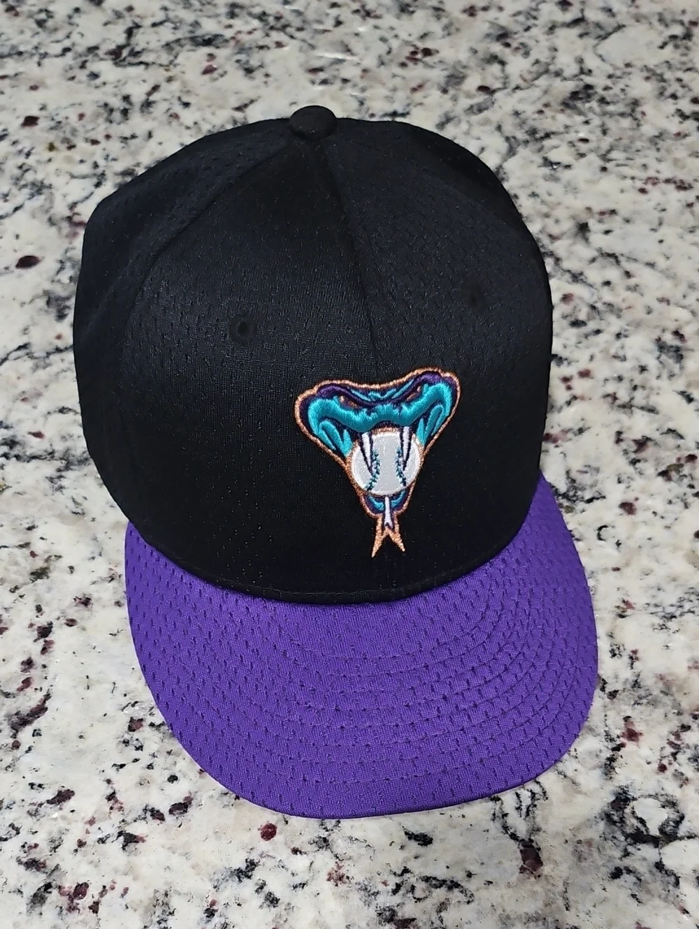 New Era Black & Purple Snake Logo Flat Bill Hat
